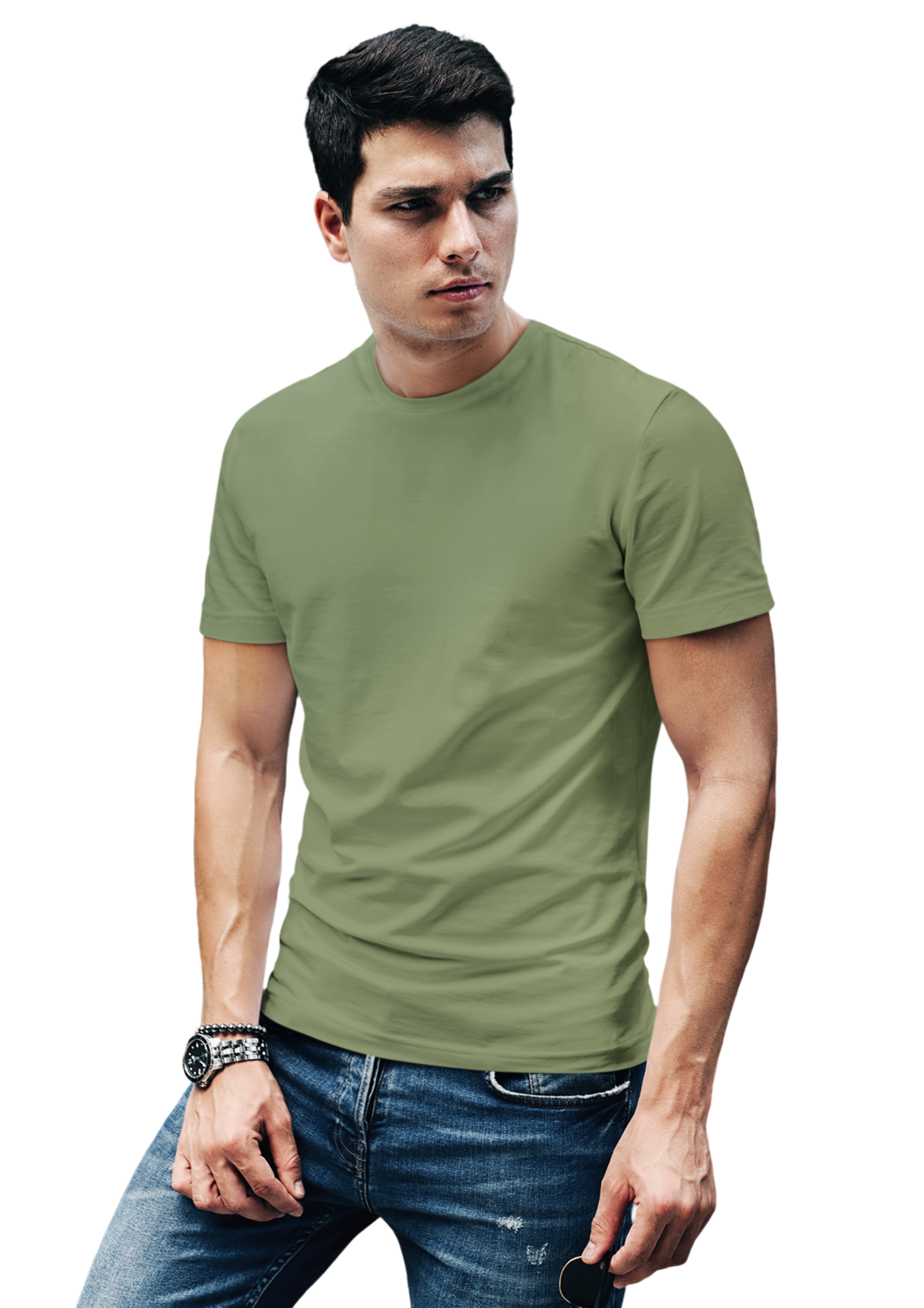 100% Compacted Combed Cotton Pine, Olive, Navy 3 T-shirts