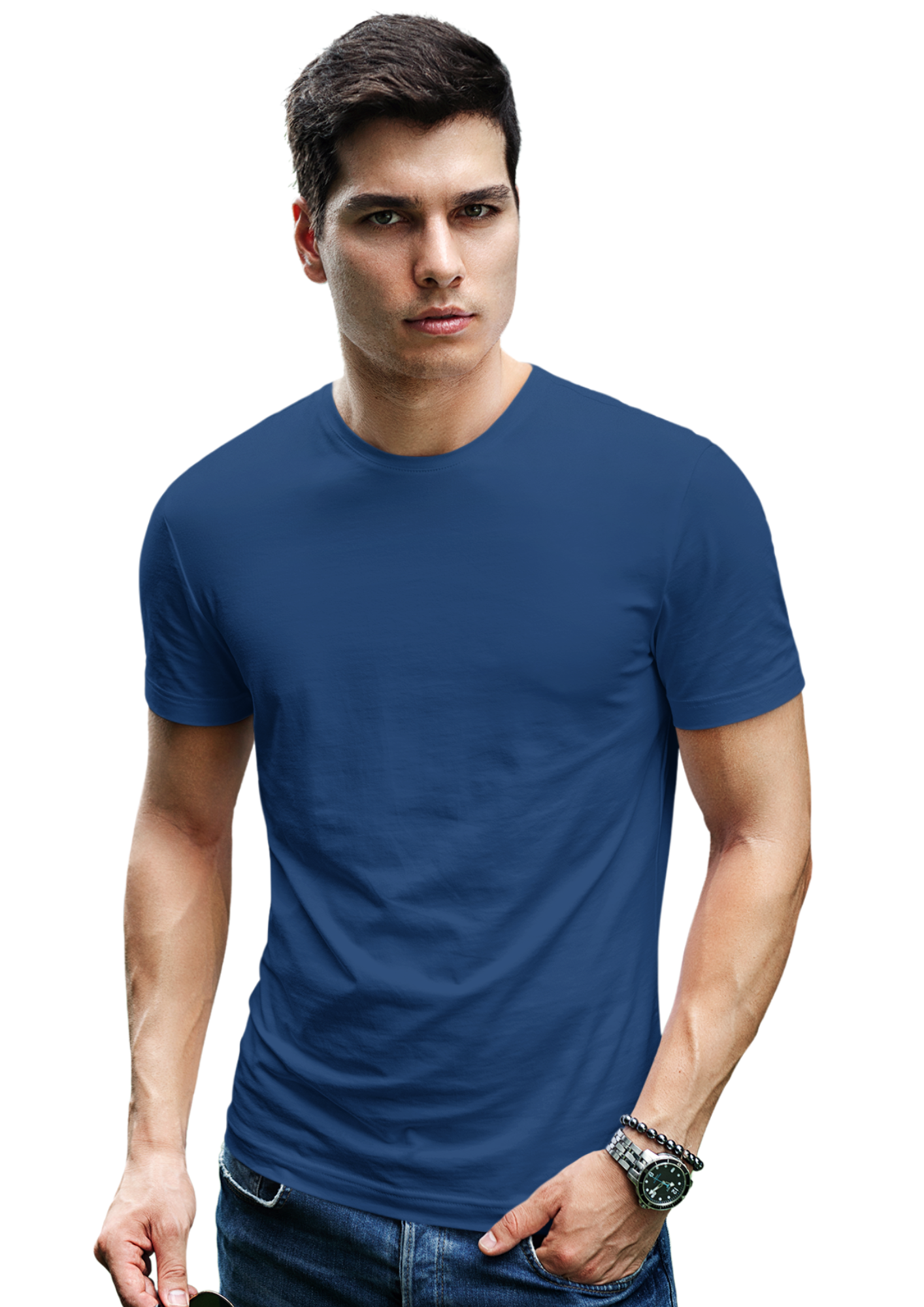 100% Compacted Combed Cotton White, Navy, Pine 3 T-shirts