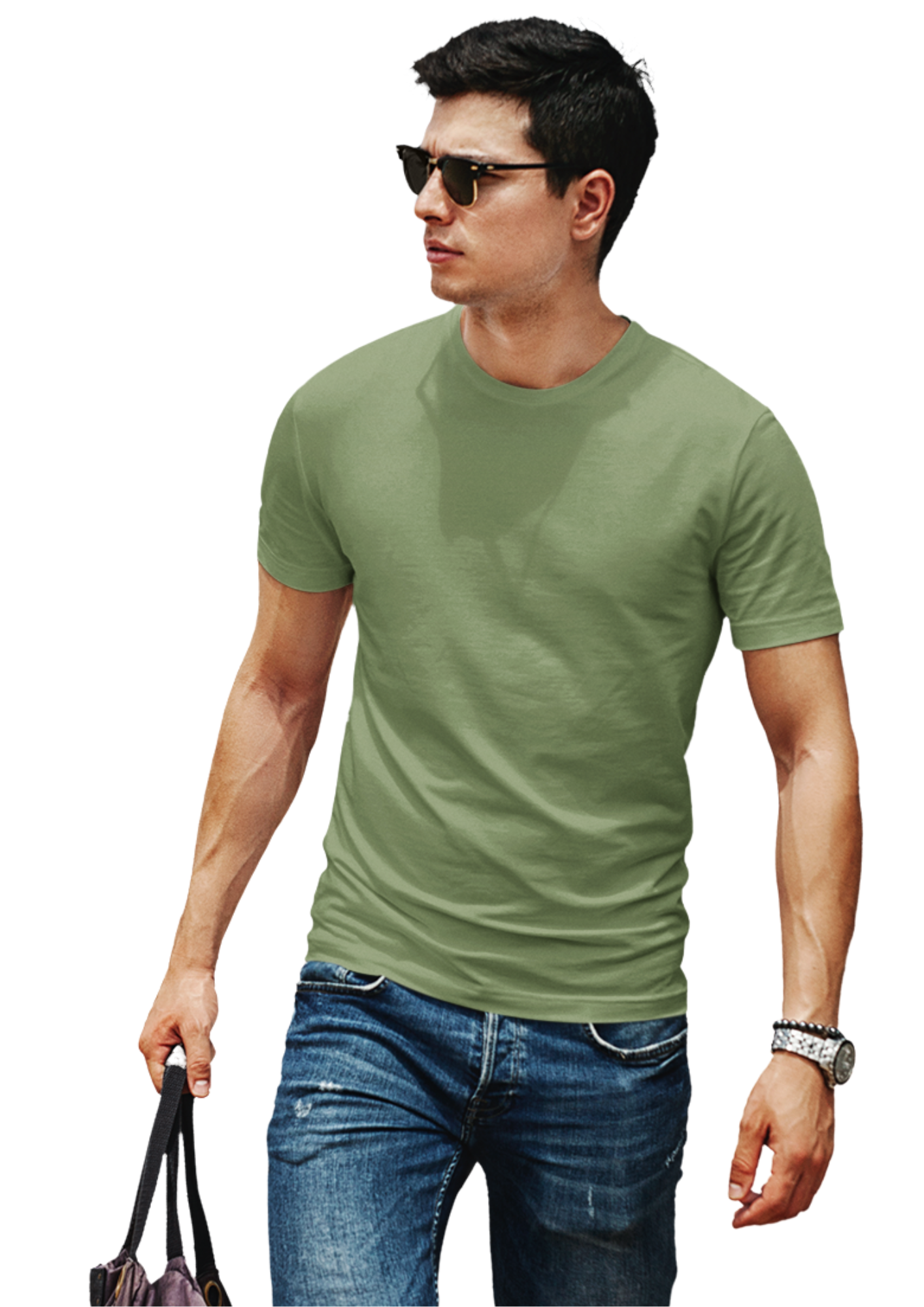 100% Compacted Combed Cotton White, Olive, Pine 3 T-shirts