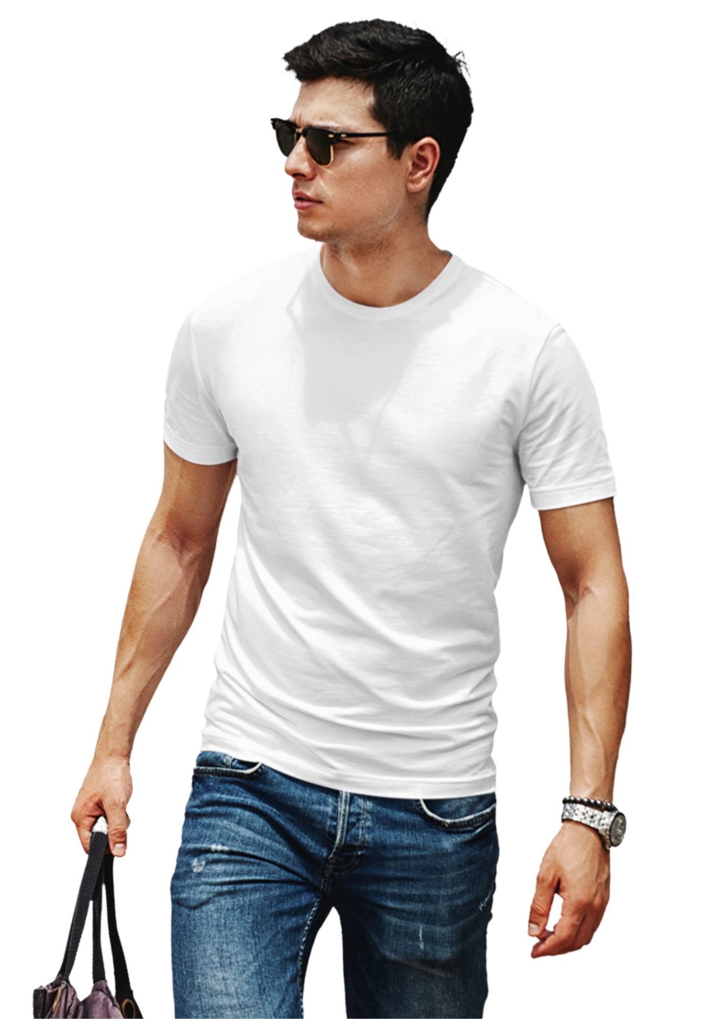 100% Compacted Combed Cotton White, White, Black 3 T-shirts