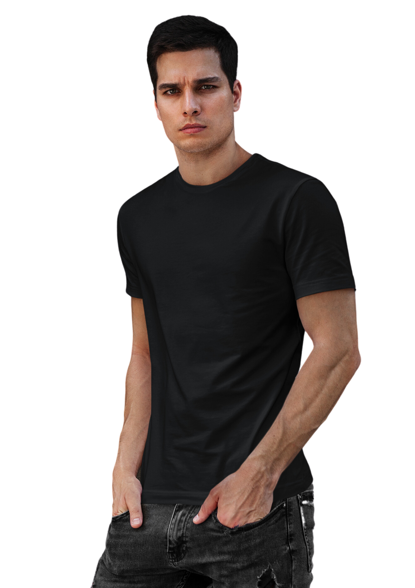 100% Compacted Combed Cotton White, White, Black 3 T-shirts